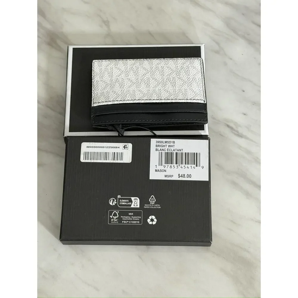 NWT Michael Kors Bright White Card Case Logo Pattern, $48 MSRP